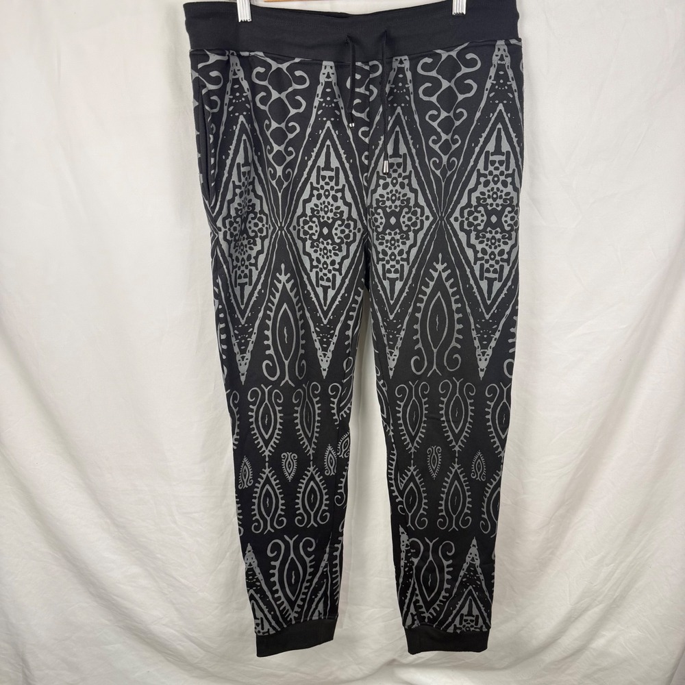 Vintage Bare Fox Black White Sweatpants Joggers Tribal Geometric XL Streetwear